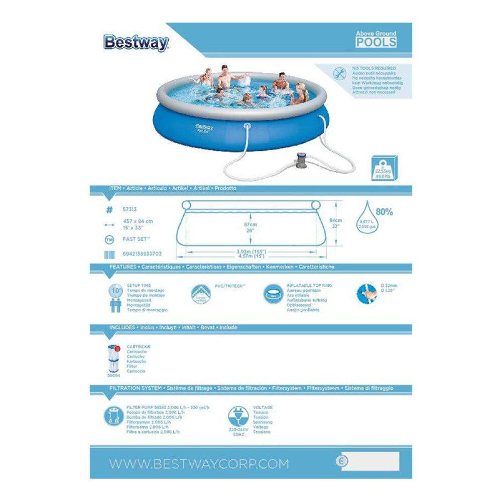 BASSENG BESTWAY FAST SET 9677L Ø457CM BLÅ