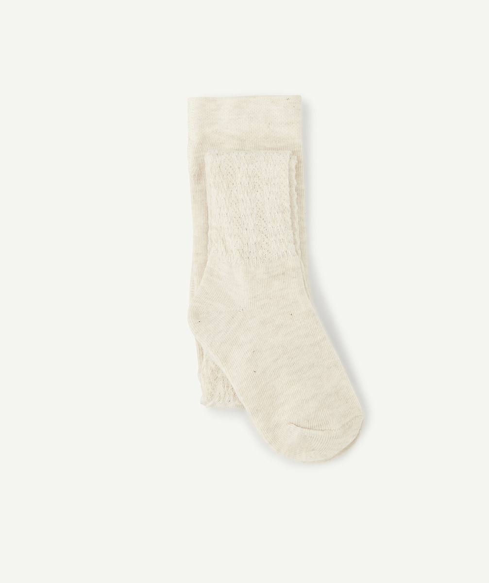 LES COLLANTS BÉBÉ FILLE EN TRICOT ÉCRU