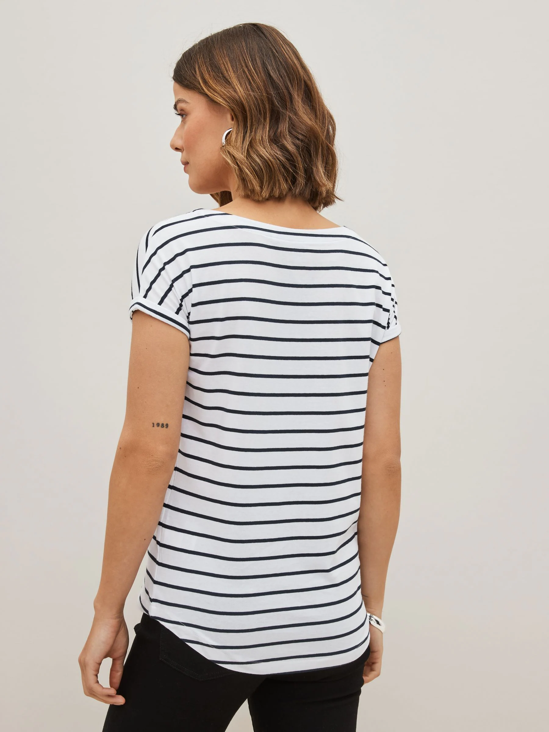 Zwart/wit/streep - Verpakking van 3 T-shirts met kapmouwen van 100% katoen