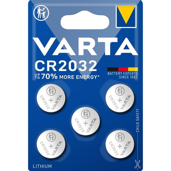CR2032 3V Lithium Knappcellebatteri 5-pak