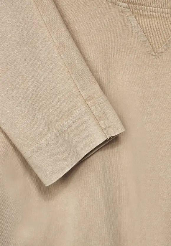 Langarmshirt in Washed-Optik - oat beige