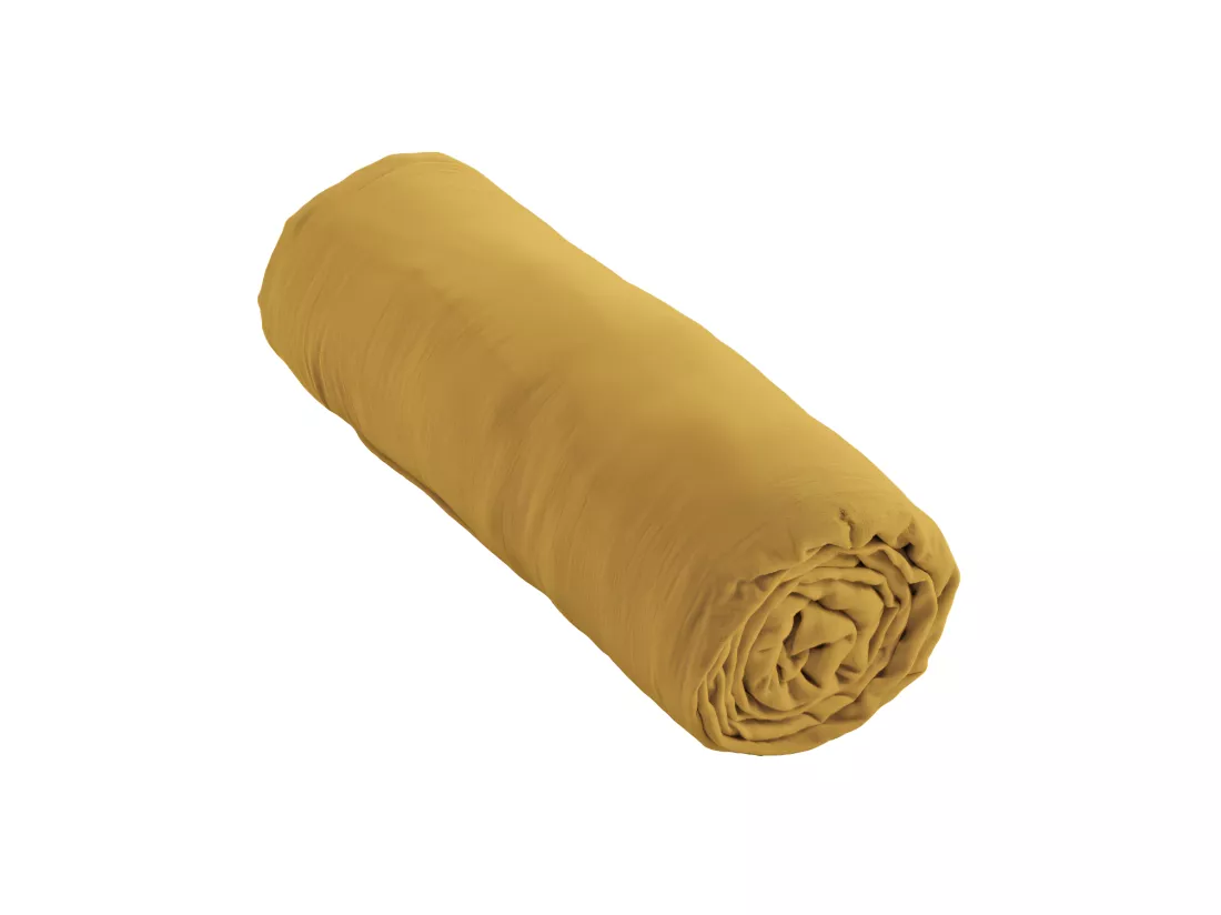 Drap plat 240 x 300 cm en double gaze de coton jaune - PEPA