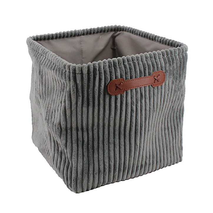 Panier de rangement carré effet velours gris