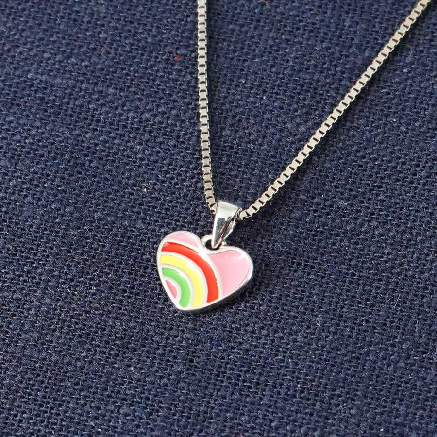 trendor Mädchen-Halskette mit Herz-Anhänger Silber 925 Collier silver