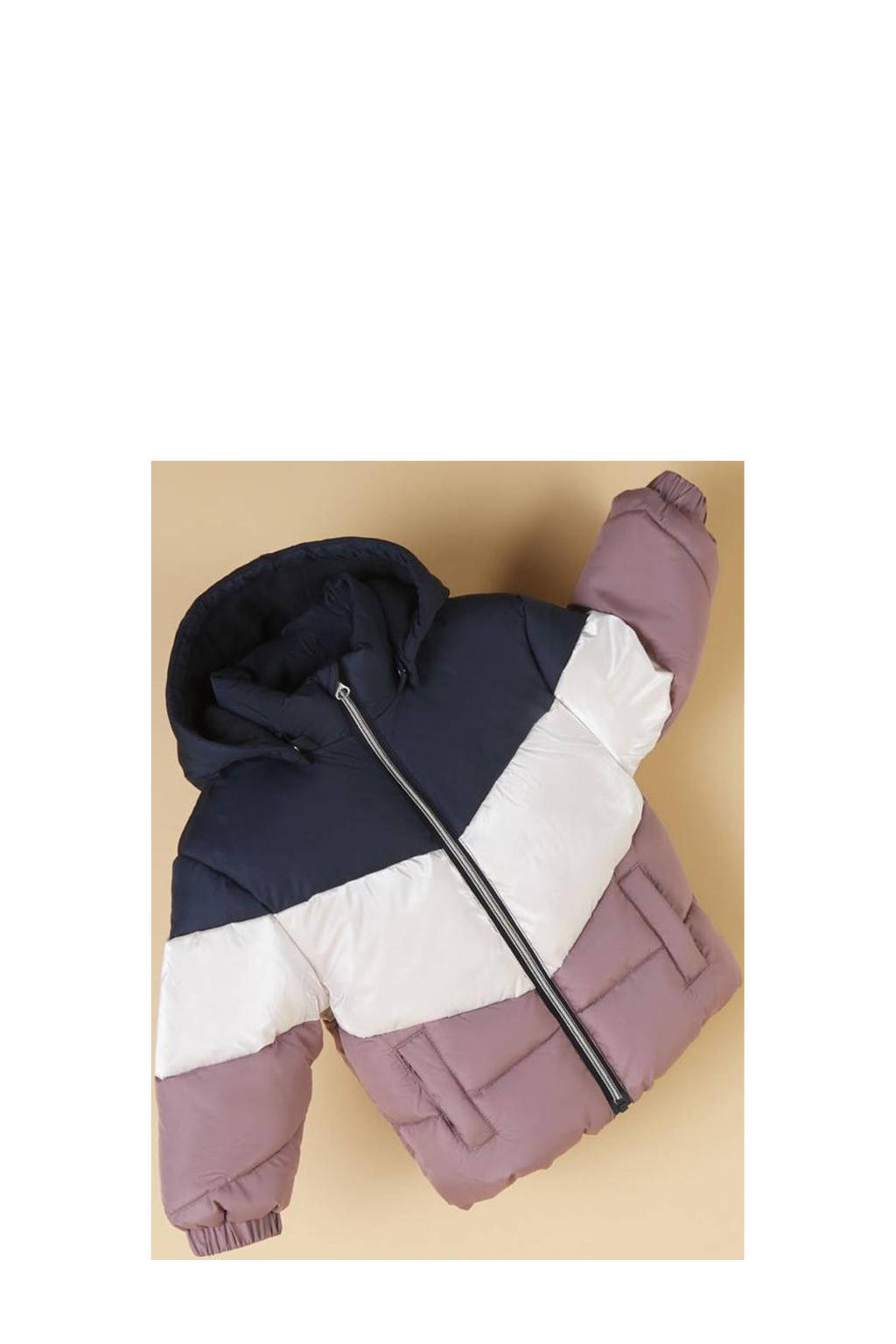 NAME IT gewatteerde winterjas NMFMILLE donkerblauw/wit/lila