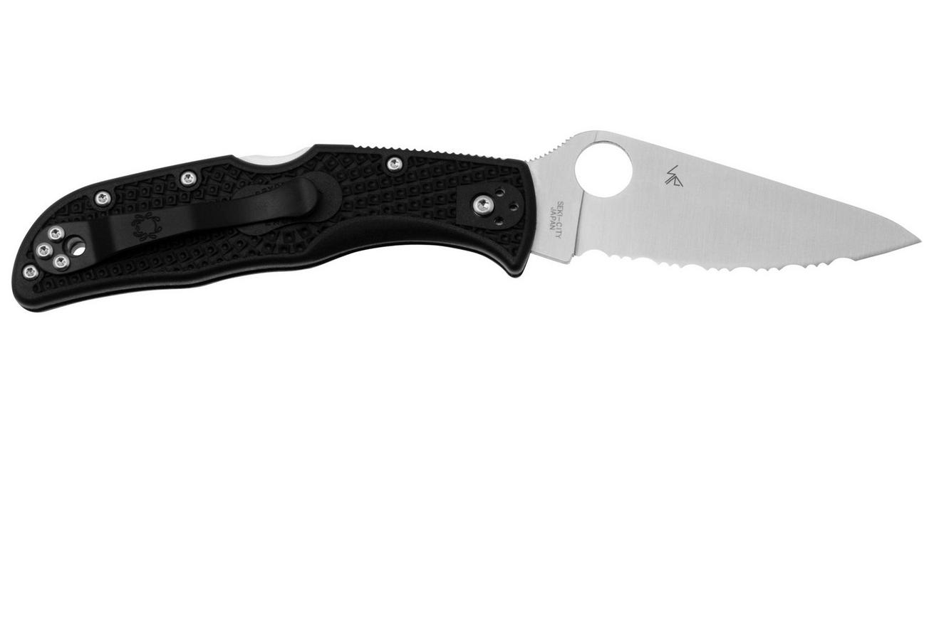 Spyderco Endela Lighweight C243SBK Black FRN, serrated zakmes