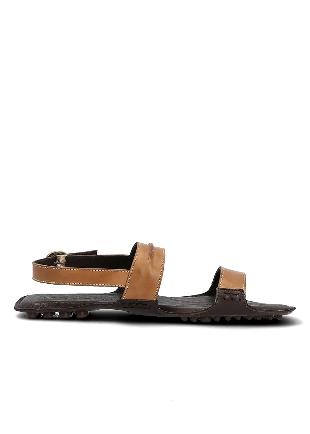 SANDALE STRAP CUIR CAMEL