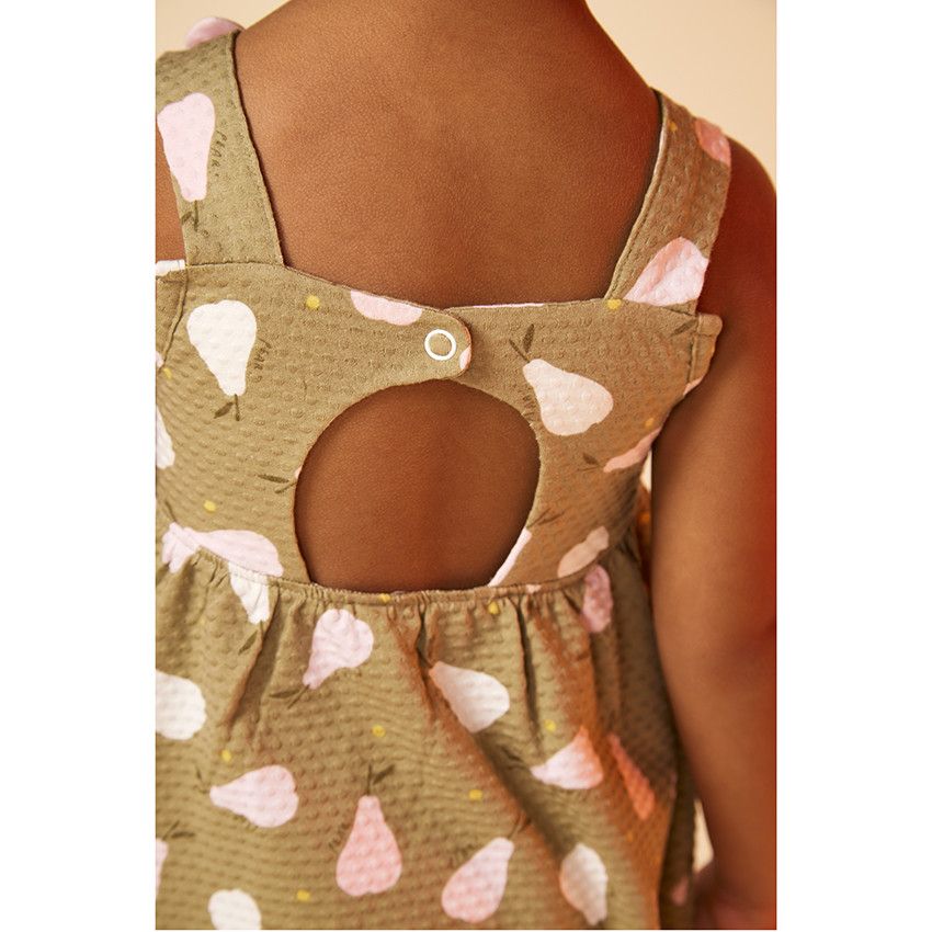 Robe en maille cloquée imprimé poires pour bébé fille - Vert