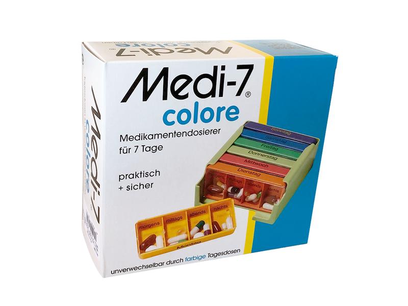 Medi 7 Wochenpillenspender Medi-7 mit 4 Fächern pro Tag bun Medikamentenbox mit 7 einzeln entnehmbaren Tagesdosen