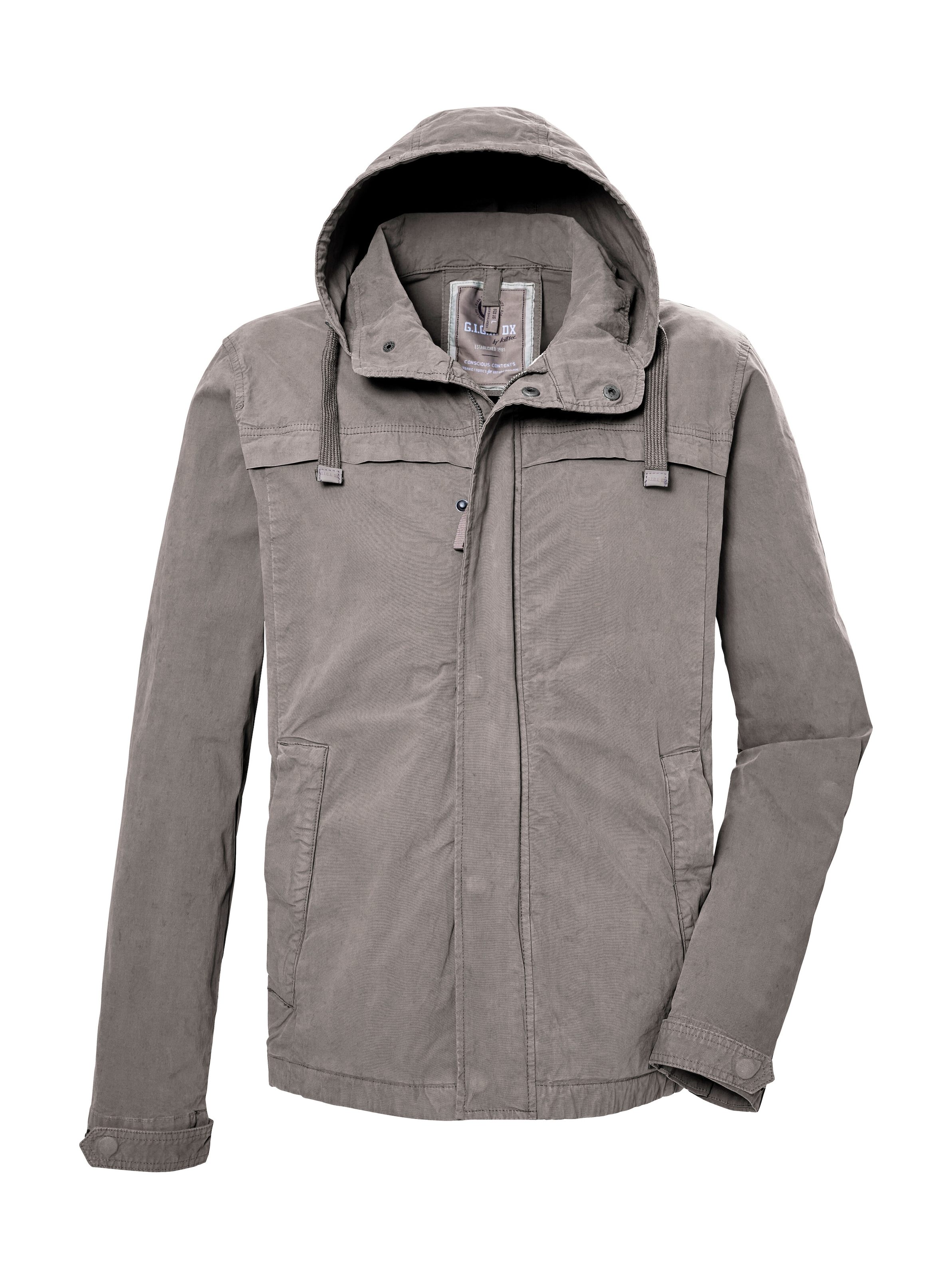 G.I.G.A. DX by killtec Funktionsjacke »GS 16 MN JCKT GOTS« Bio-Baumwolle, Peach Finish, verstellbare Ärmel, regulierbare Kapuze