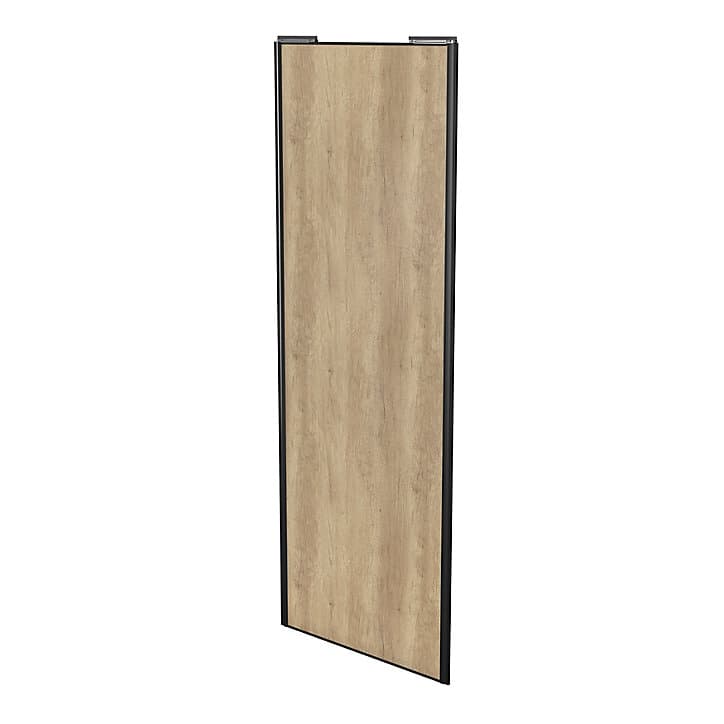 Porte de placard coulissante effet chêne brut profil noir GoodHome Arius H. 248,5 x L. 92.2 cm + amortisseurs