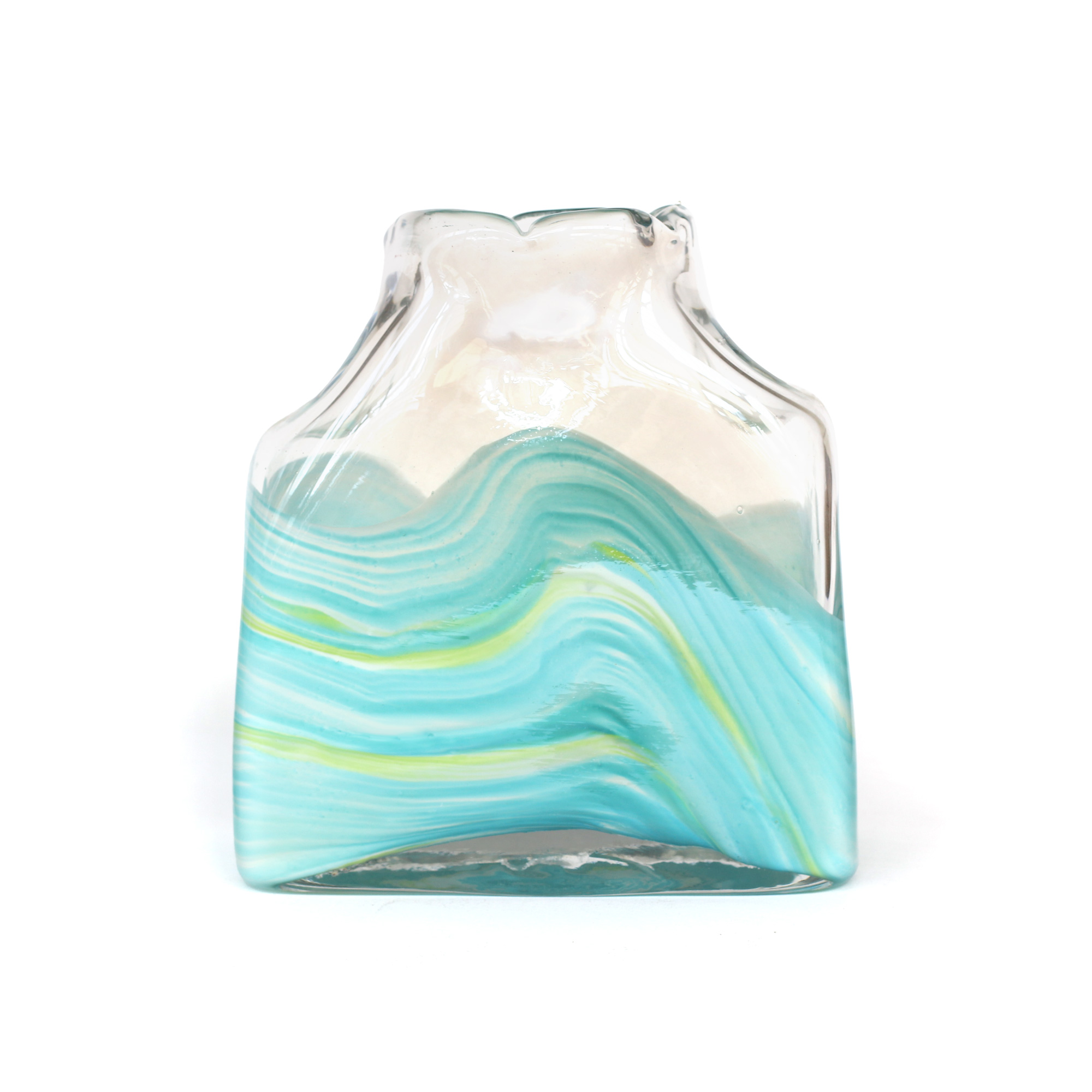 Glasvase 'Swirl', blau/grün, B 20 cm, H 21,5 cm, T 9,5 cm von fischer's lagerhaus