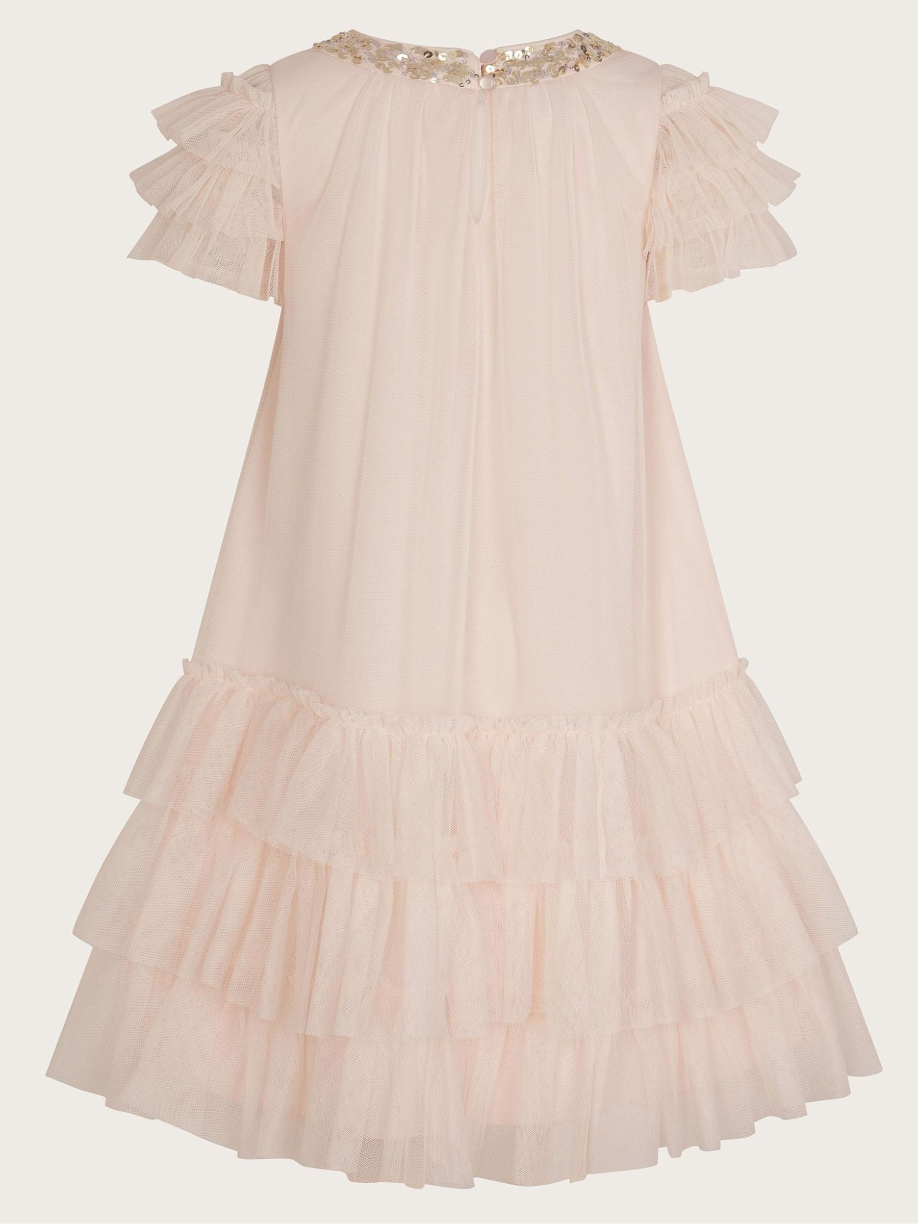 Roze - Monsoon Alexandria Sequin Ruffle Tulle Swing Dress