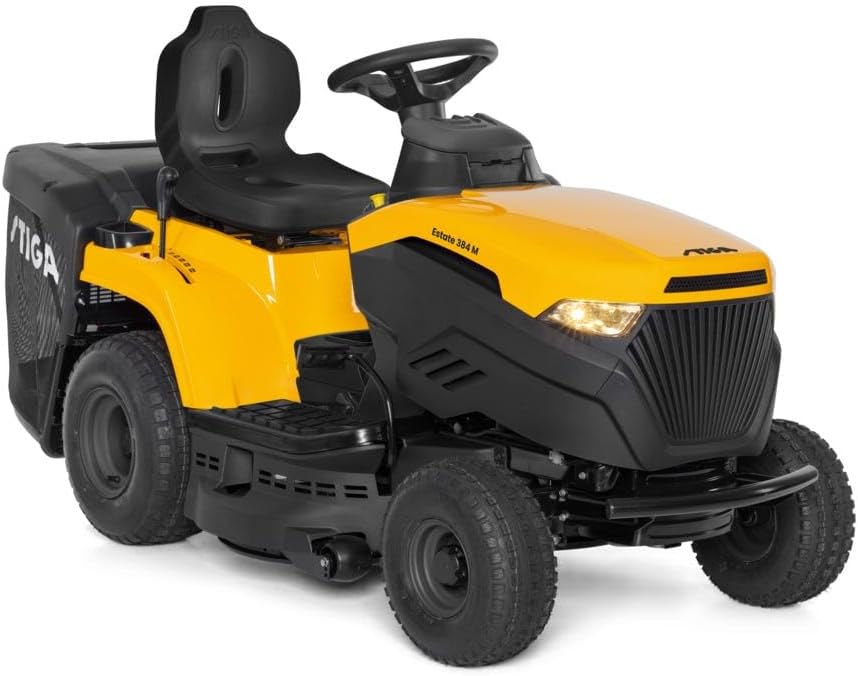 STIGA Estate 384 M Aufsitzmäher 414cc mit Mulchkit, 200L Auffangbehälter und Anhängerkupplung, 84cm Mähdeck