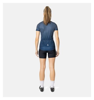 Maillot Manches Courtes Zippé Odlo Essential Femme Bleu / Blanc