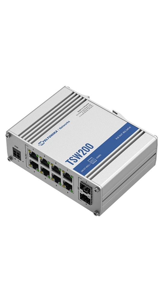 Teltonika DSL/WLAN Module TSW200 Industrial Unmanaged PoE+ Switch Silber
