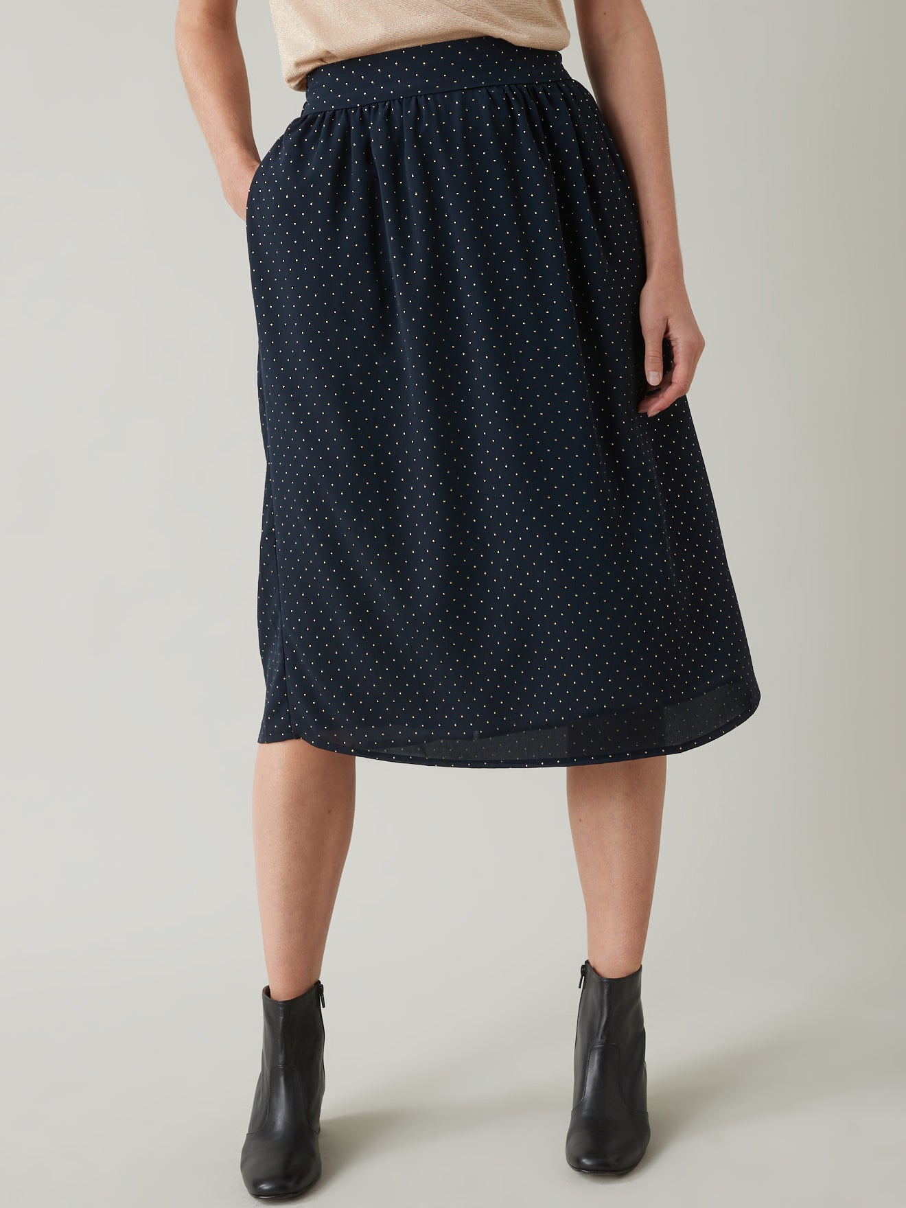 Jupe mi-longue femme pois