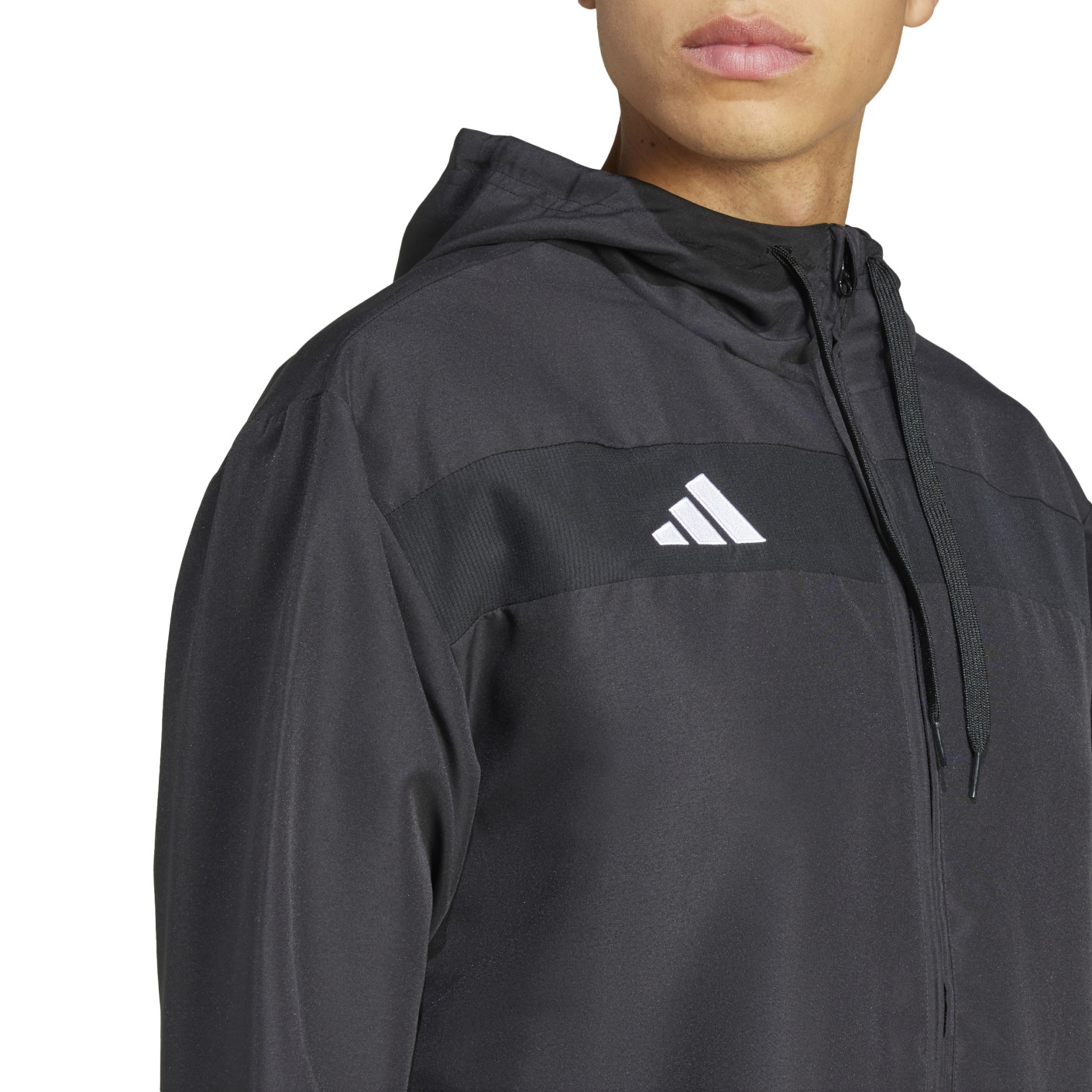 Adidas Tiro 25 Essential Trainingsjack Woven Hooded Zwart Wit
