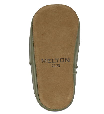 Melton Leder-Krabbelschuhe - Getrocknet Herb m. Leopard