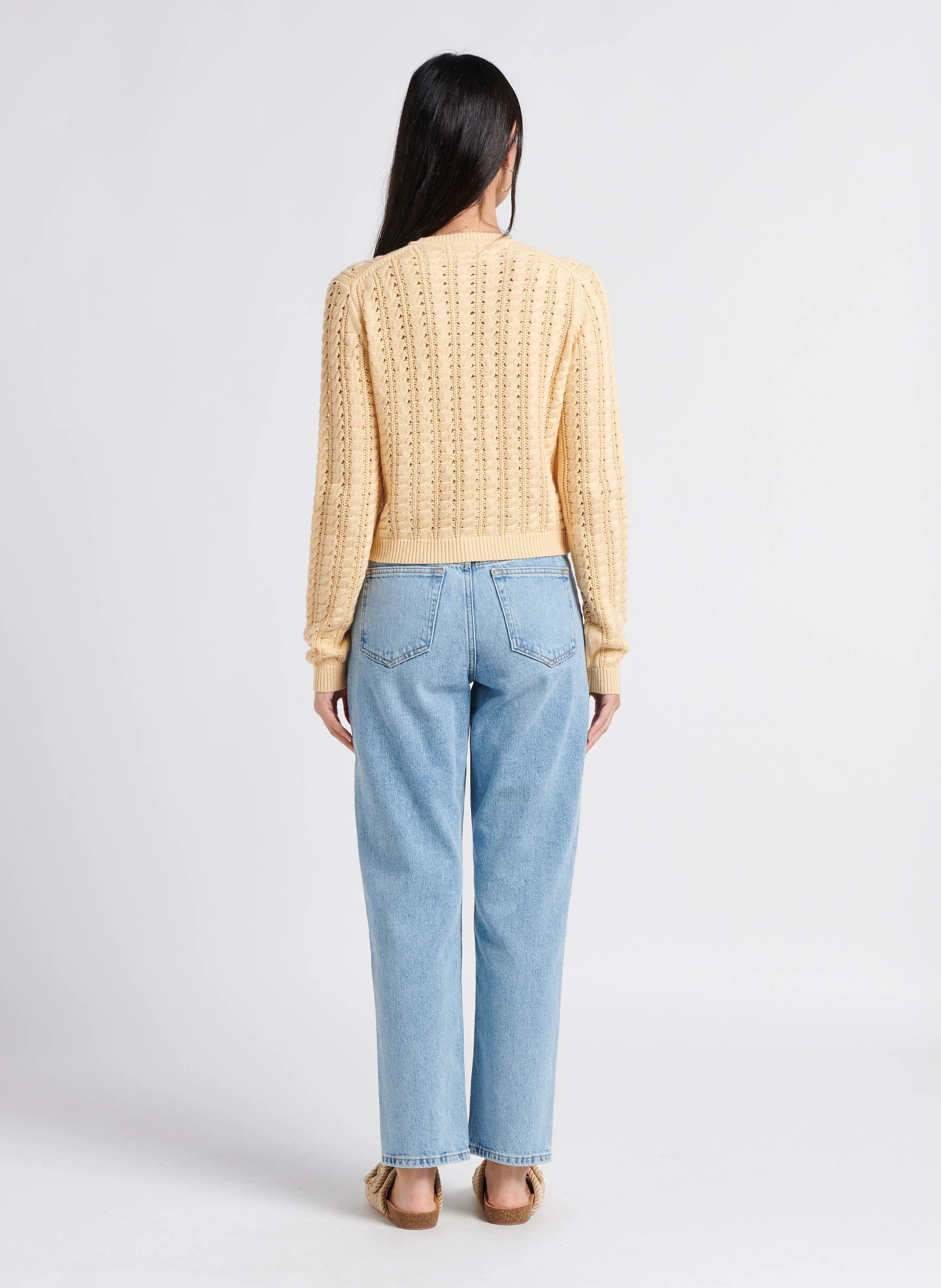 KENNEDY - Cardigan col rond en coton bio et en laine mélangés| Orange