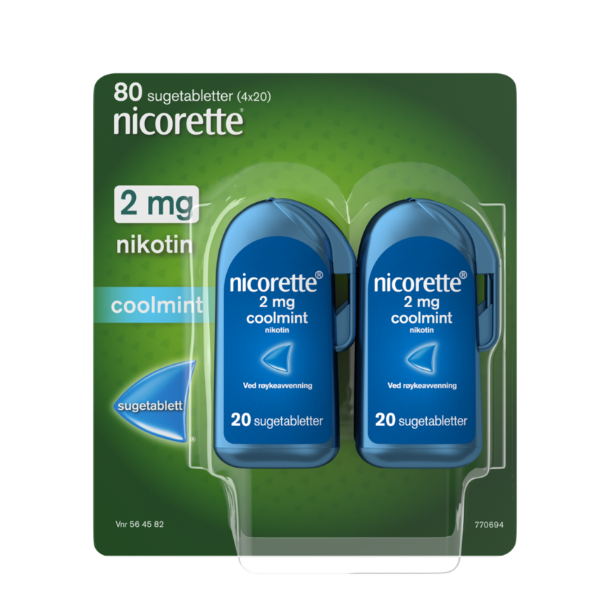 Nicorette Coolmint sugetablett 2 mg nikotin, slutte å røyke
