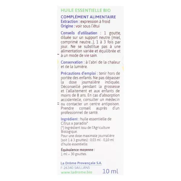 Óleo Essencial de Toranja Rosa Orgânica Ladrome 10ml