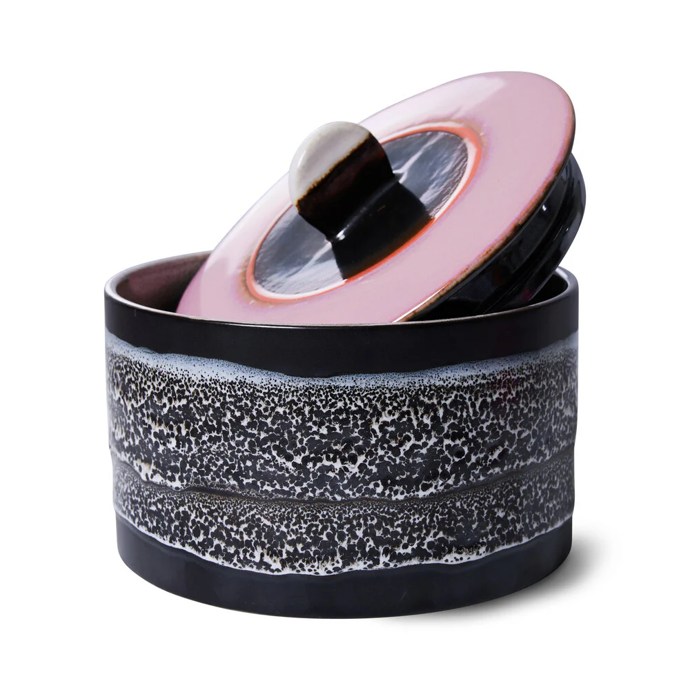 HKliving  Disco Keramik cookie krukke - Rosa/sort