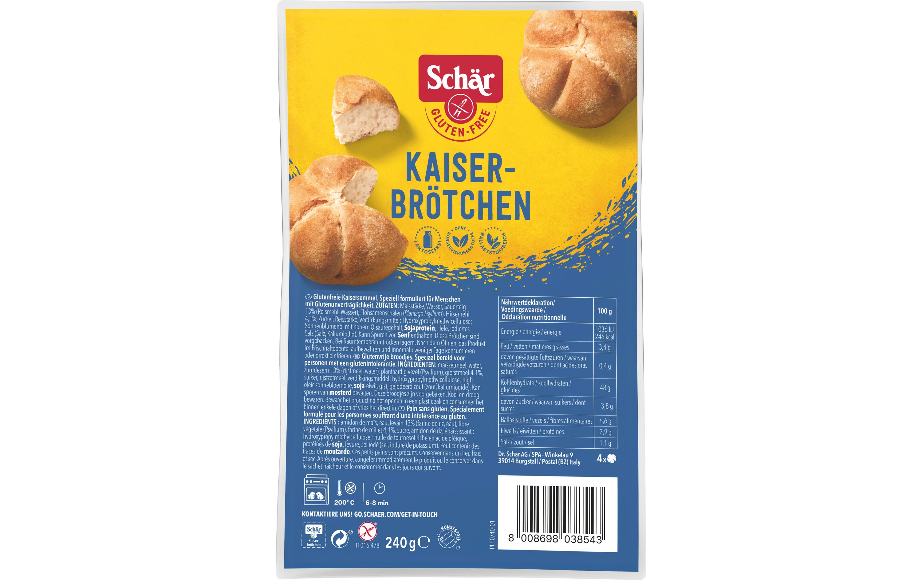 Kaiserbrötchen glutenfrei 240 gHochwertige Aufbackbrötchen