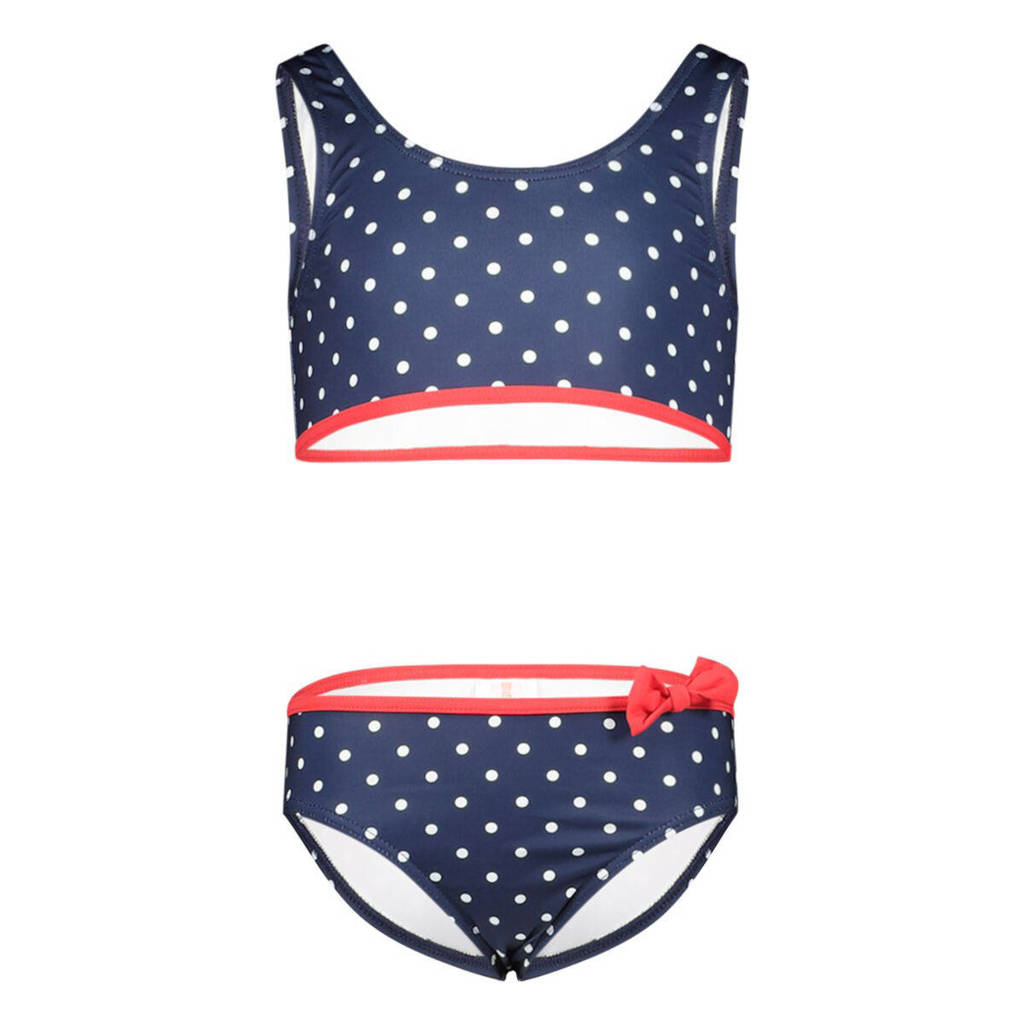Leuke bikinicrop bikini met stippen donkerblauw/wit