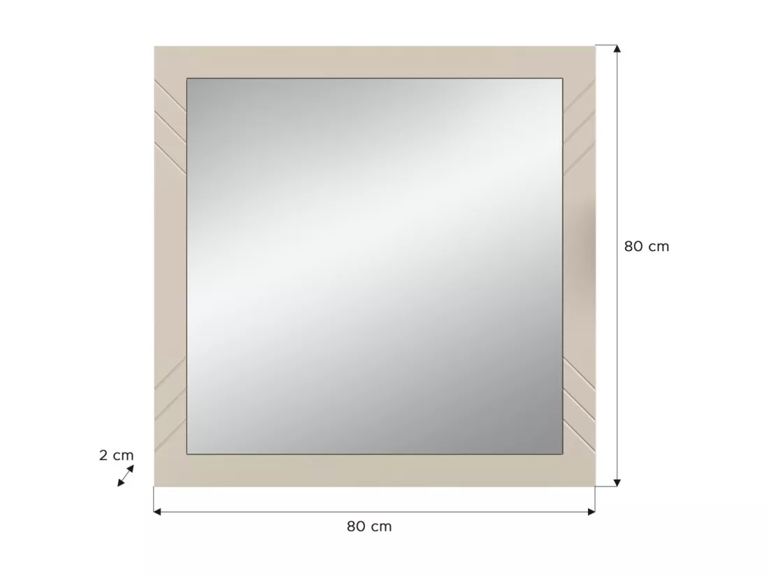 Miroir LUNA – Beige mat – Carré 80x80 cm – À suspendre
