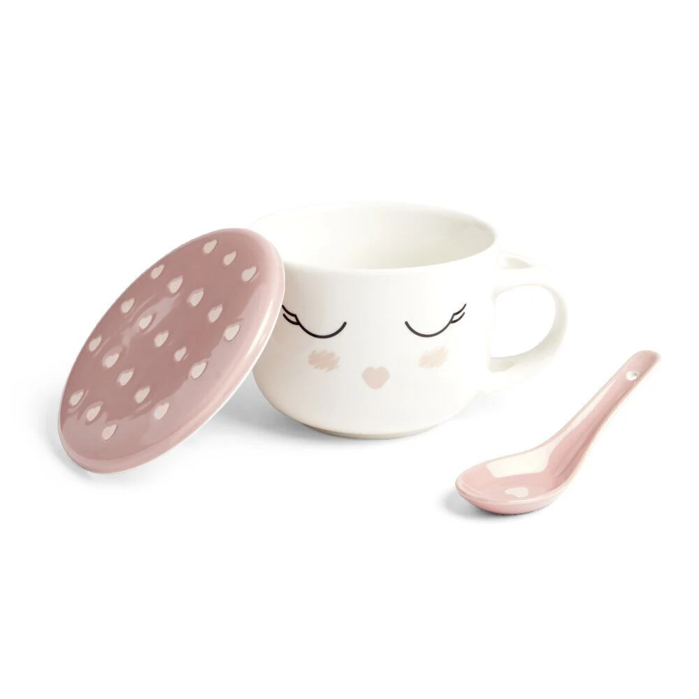 Bol jumbo 62cl avec cuillère et couvercle blush girly