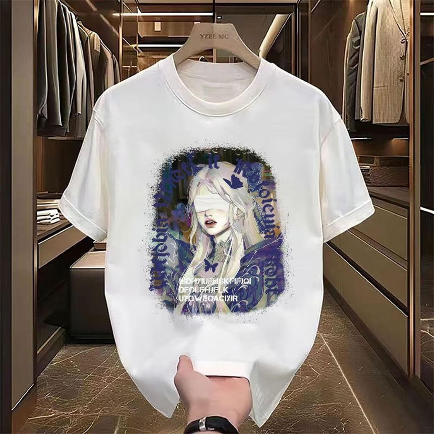 Bay Go Mall - T-shirt met ronde hals en grafische print, met elleboogmouwen