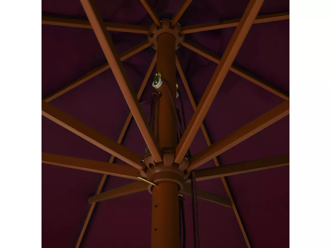 Parasol avec mât en bois 330 cm Bordeaux