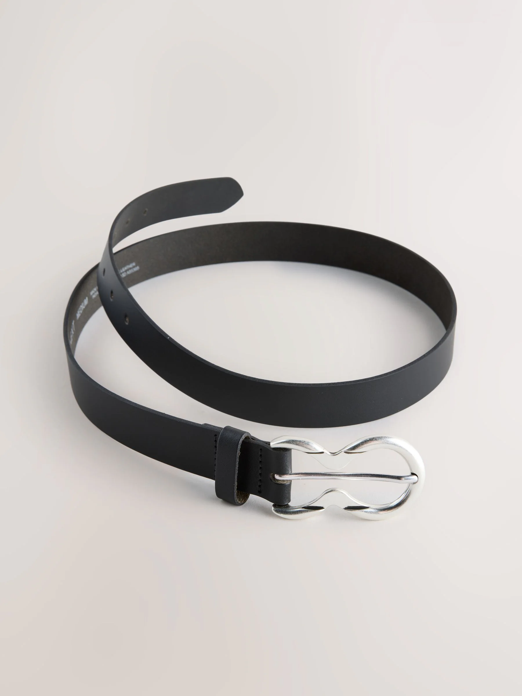 Zwart/zilver - Double Ring Leather Belt