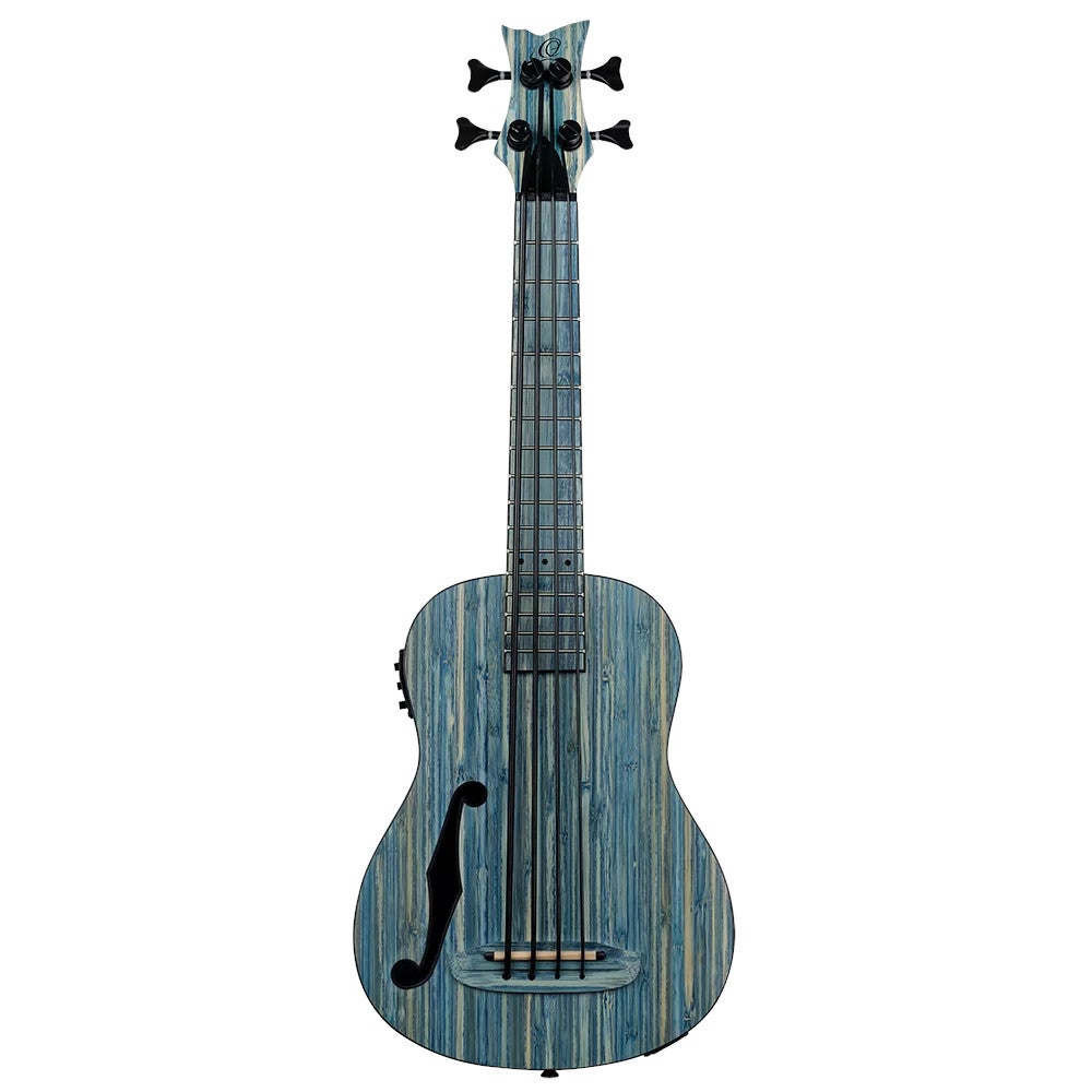 Ortega RUSWB-UB Bamboo Series Short Scale Uke Bass Stonewashed E/A bas ukelele met gigbag