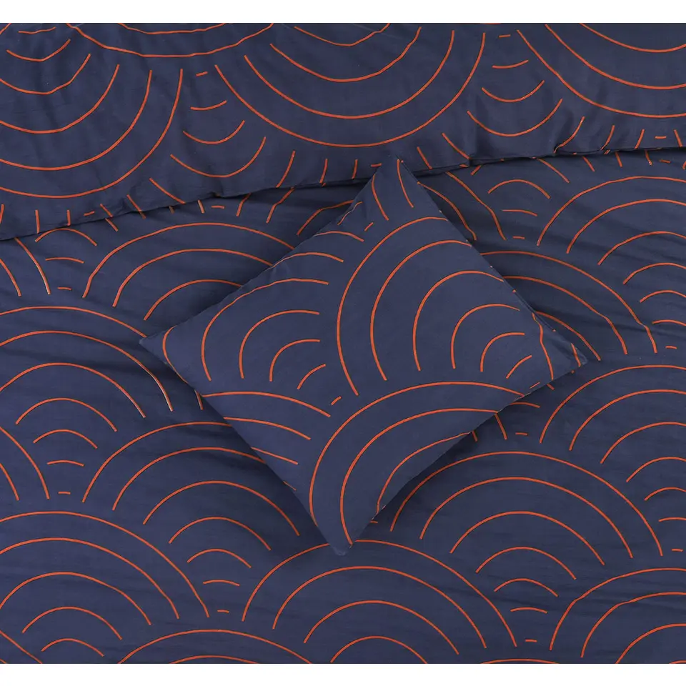 Dekbedovertrek Sendai grafisch - blauw/caramel - 140x200/220 cm