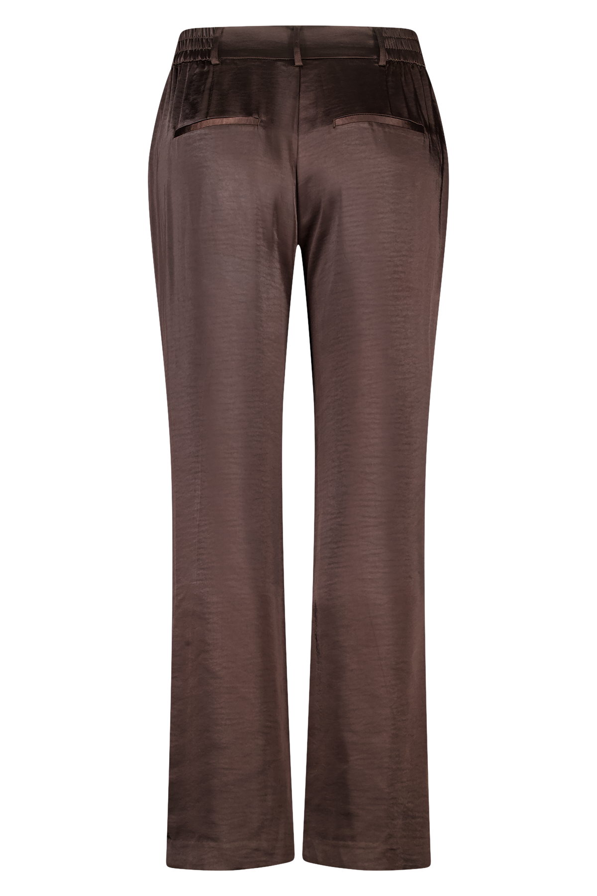Satijnen broek met gouden knoopsluiting Donker bruin