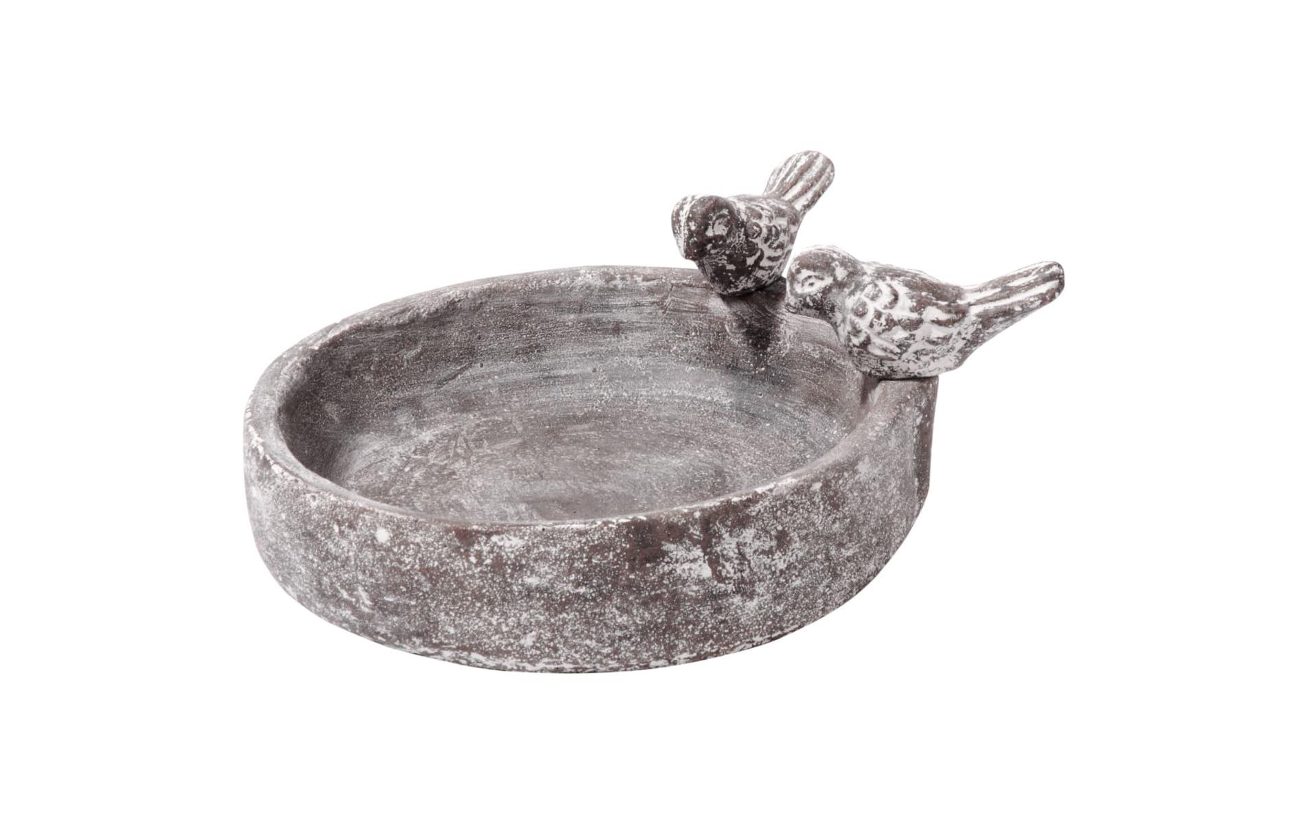 Vogeltränke Pool-Oase, 18 x 18 x 4.5 cm, ZementVogelbad mit Deko-Vögeln