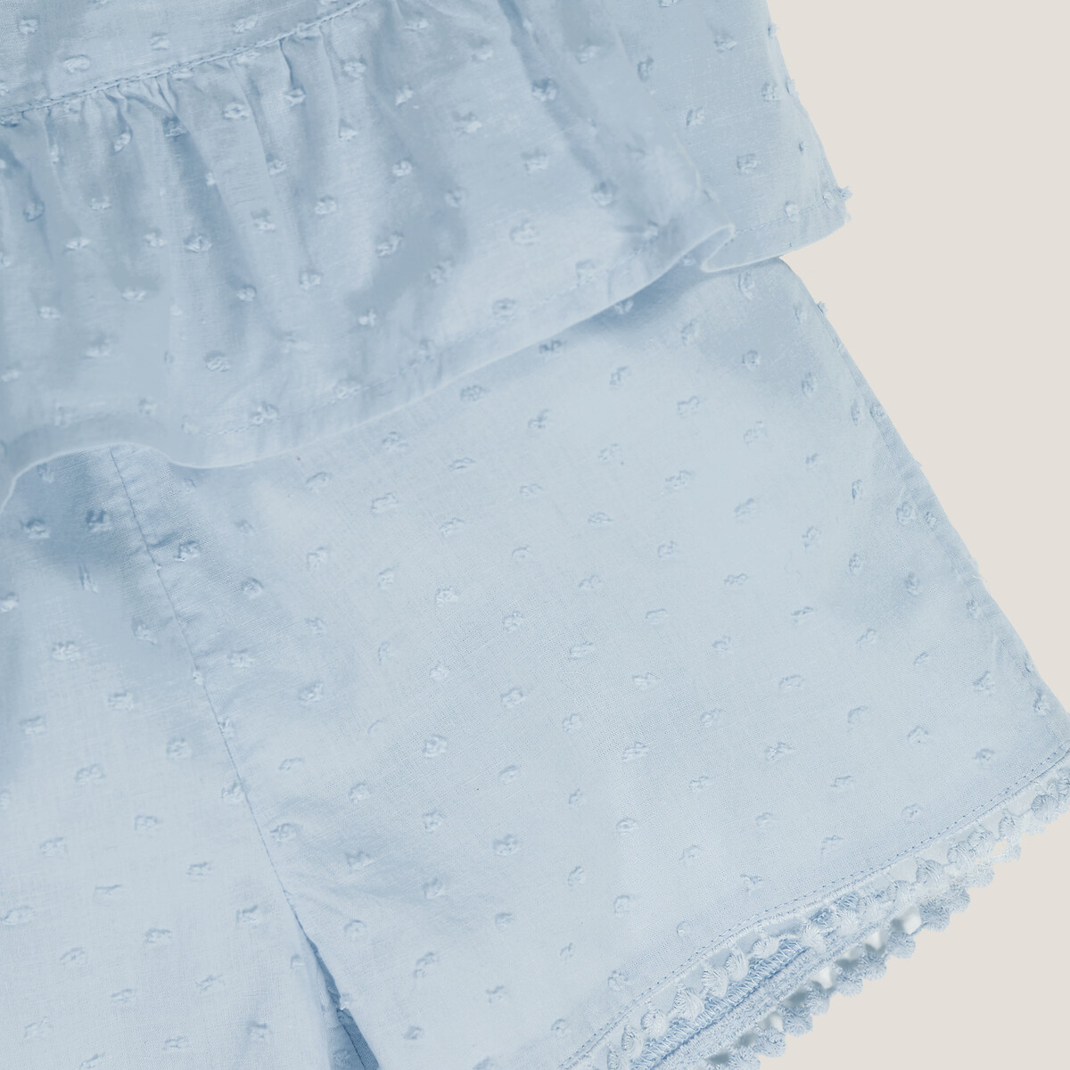 COLEÇÃO LA REDOUTE<br>Conjunto de duas peças, blusa e shorts com estampa de bolinhas