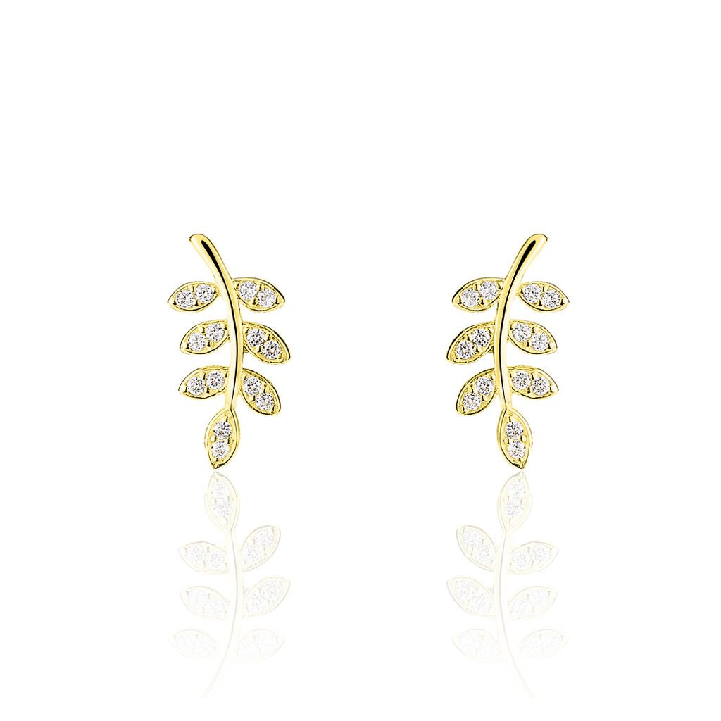 Boucles D'oreilles Puces Ael Or Jaune Oxyde De Zirconium