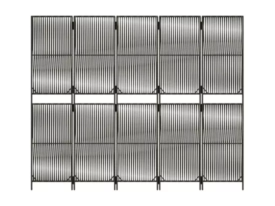Cloison de séparation 5 panneaux gris résine tressée