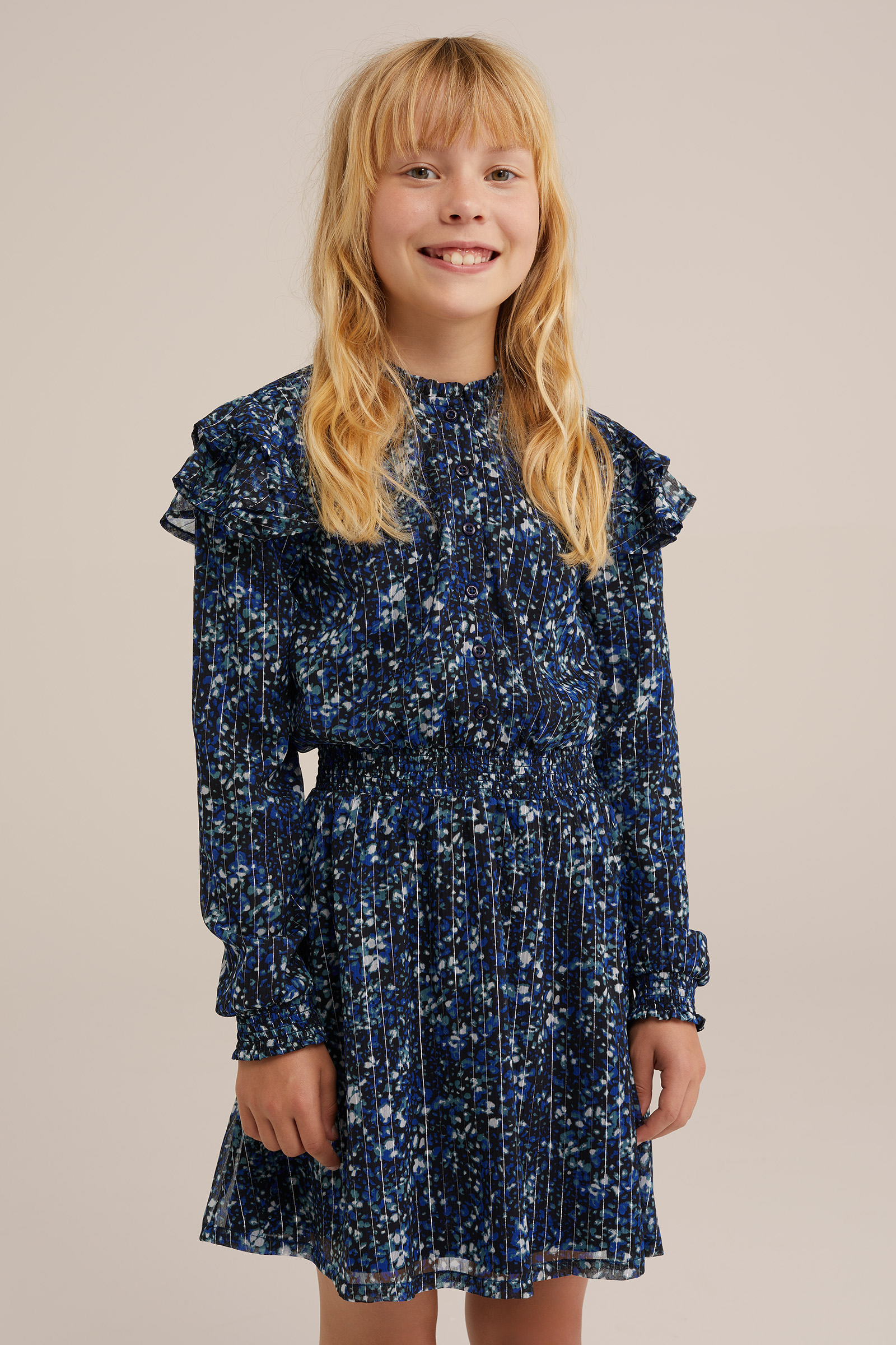 Meisjes jurk met dessin WE Fashion Donkerblauw