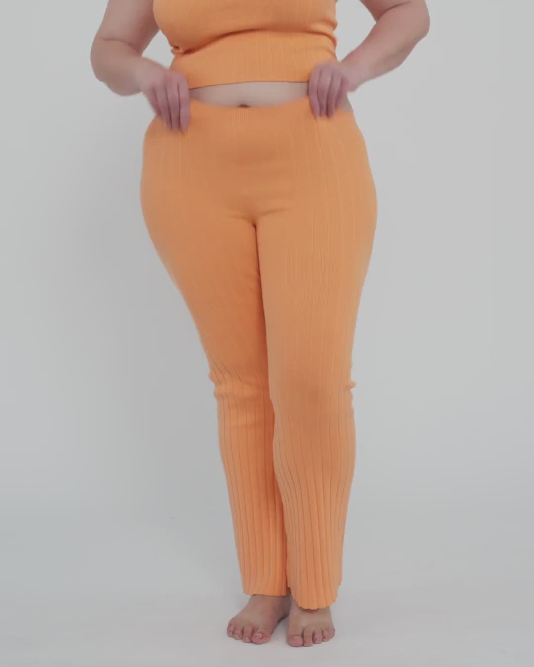 COTTON<br>Soft Knit Rib Flare Pants