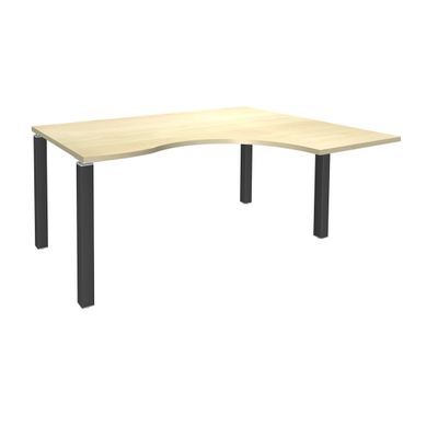 Bureau compact EXPRIM - L160 cm - Retour droite - Plateau imitation Erable - Pieds carbone (Pieds de renfort obligatoire à rajouter - non inclus)