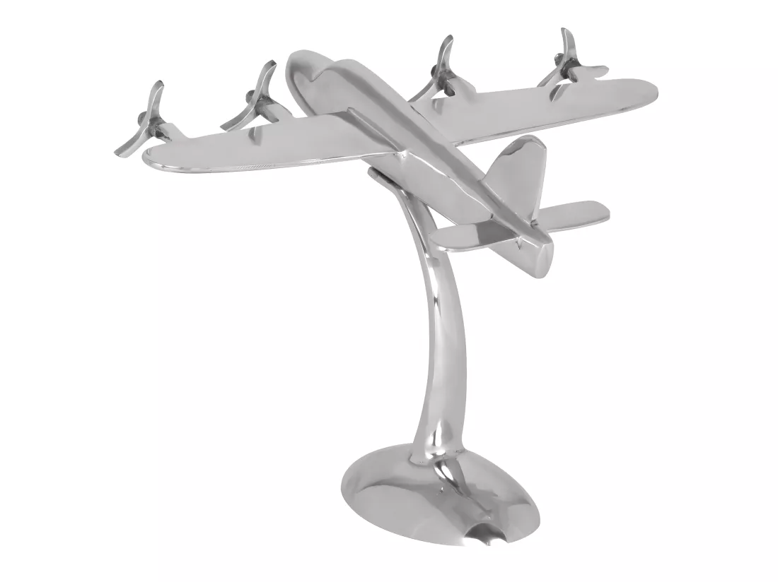 Conception Deco avions hélice en aluminium couleur argent dépliant