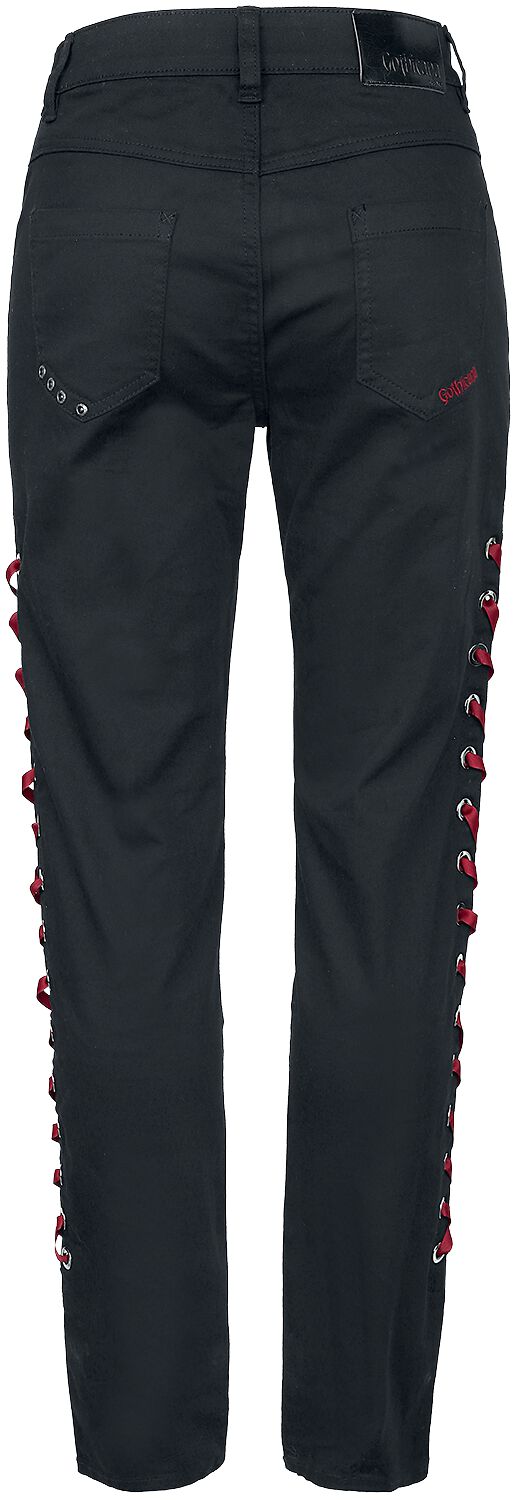 Jean noir avec laçages rouges | Gothicana by EMP Jean