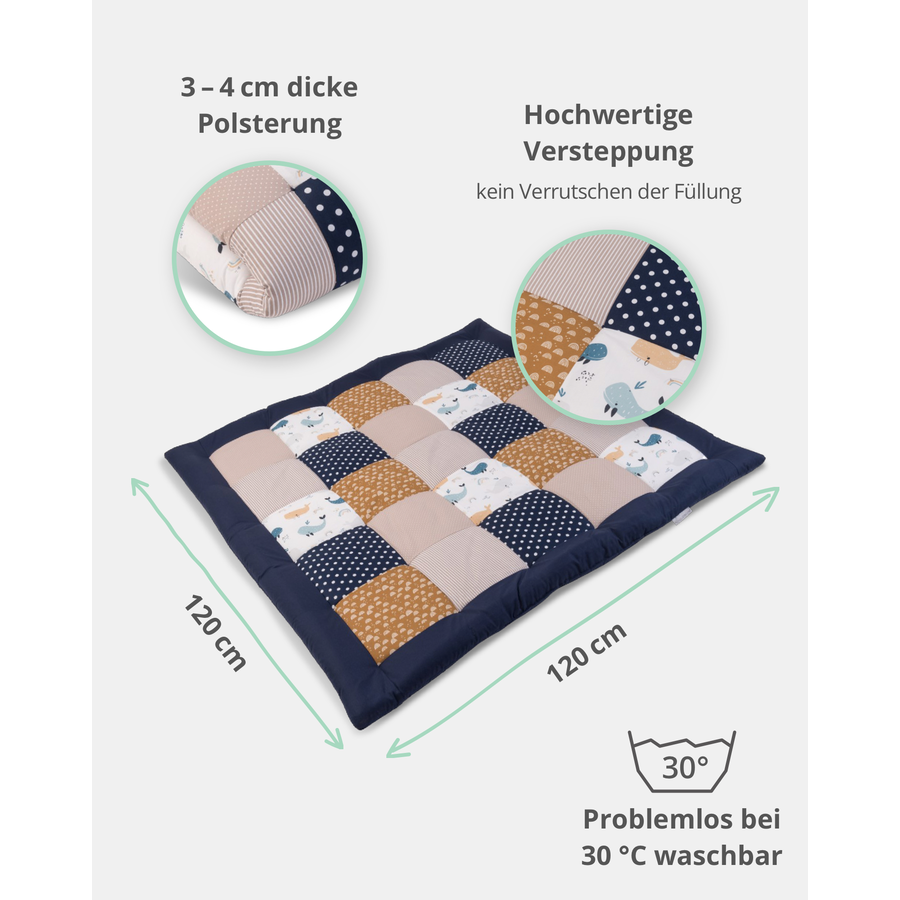Ullenboom Krabbeldecke & Laufgittereinlage 120X120 cm Wale