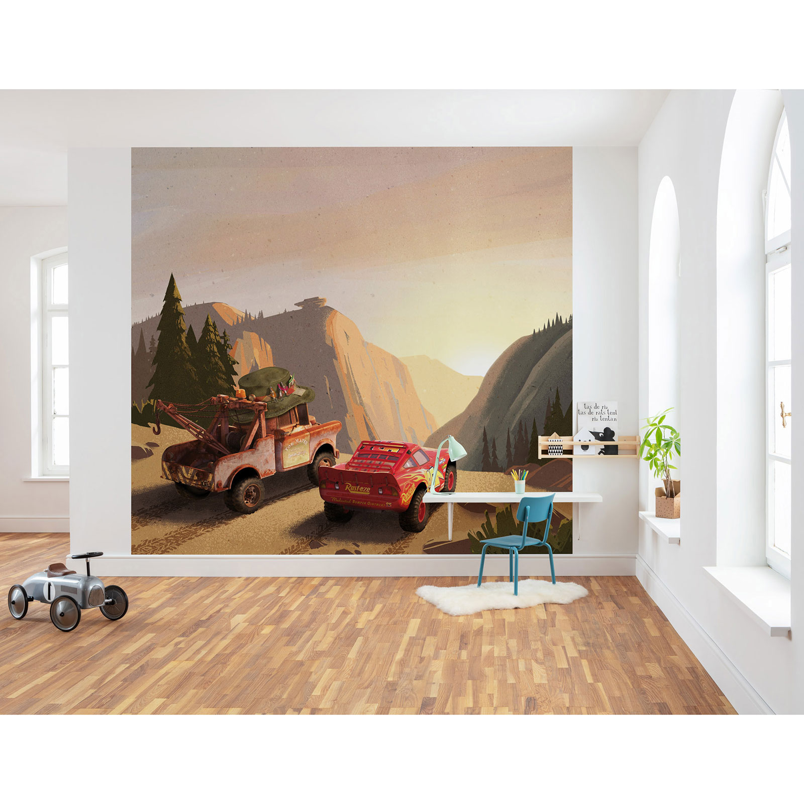 Vlies-Fototapete CARS SUNDOWN - bunt - 300x280 cm