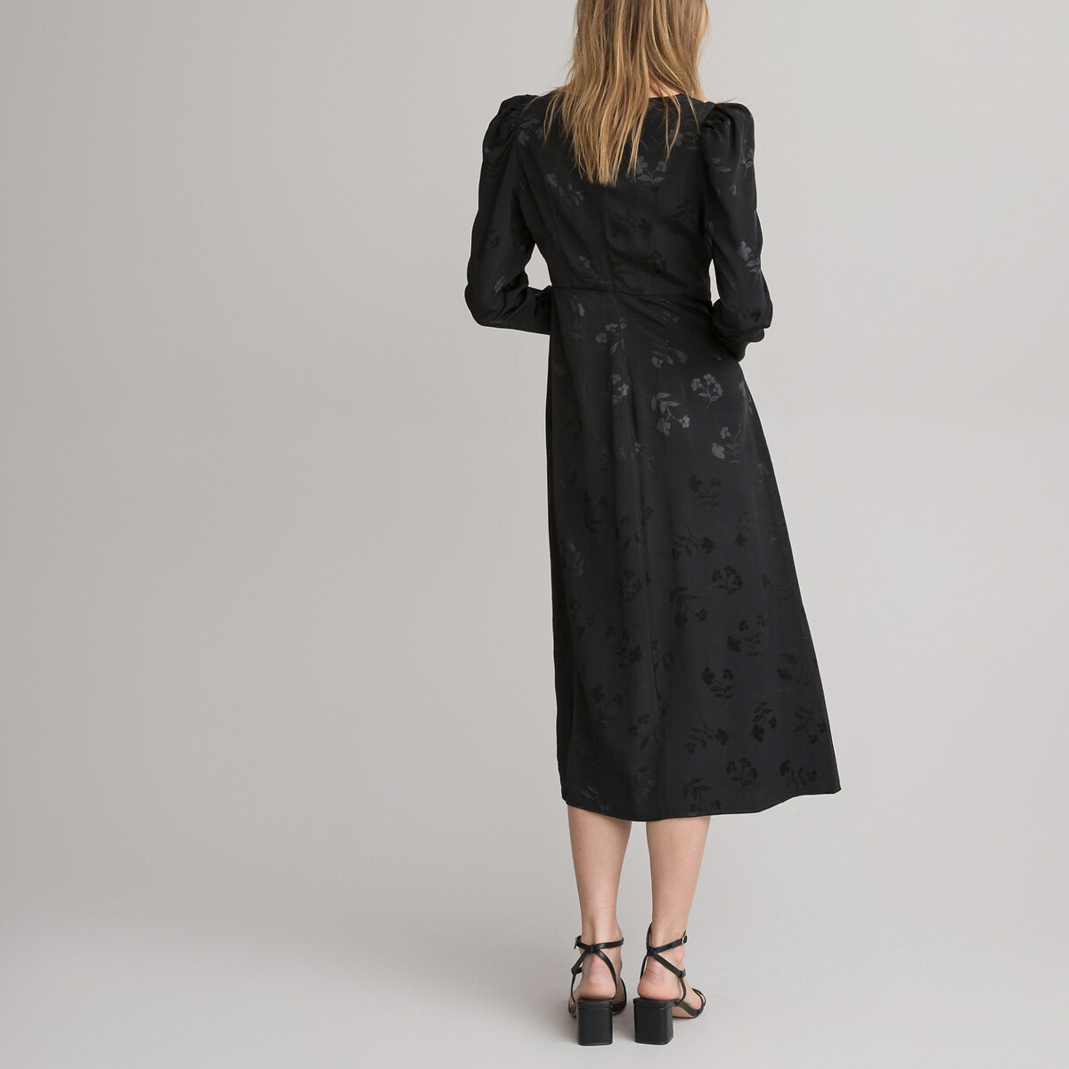 COLEÇÕES LA REDOUTE<br>Vestido longo jacquard, mangas compridas