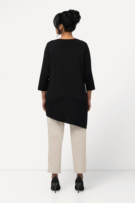 Slinkyshirt, Lagenoptik, A-Linie, V-Ausschnitt, 3/4-Arm